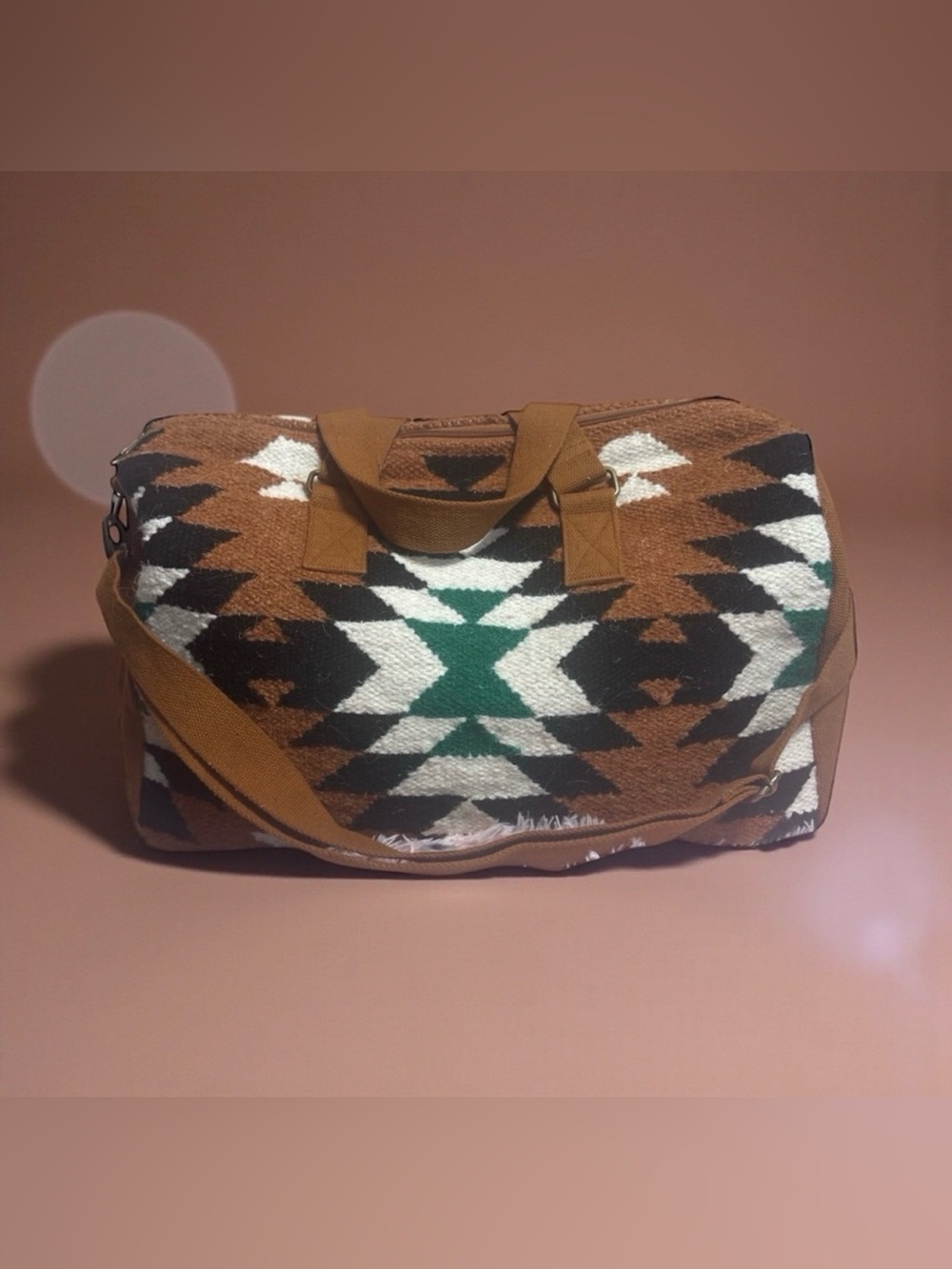 Panache Brown Black White Green Patterned Travel Duffel
